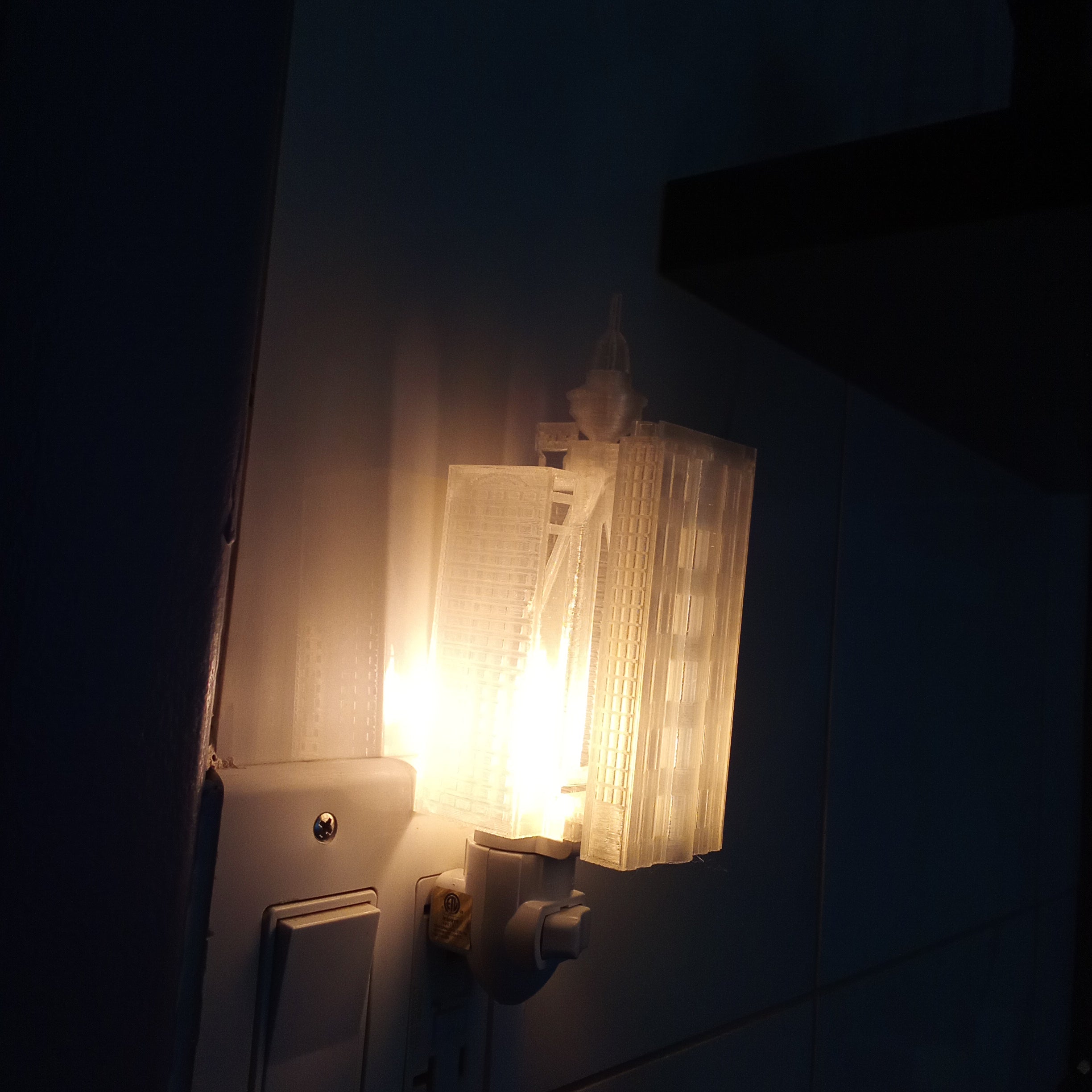 Genex tower brutalism architecture night light